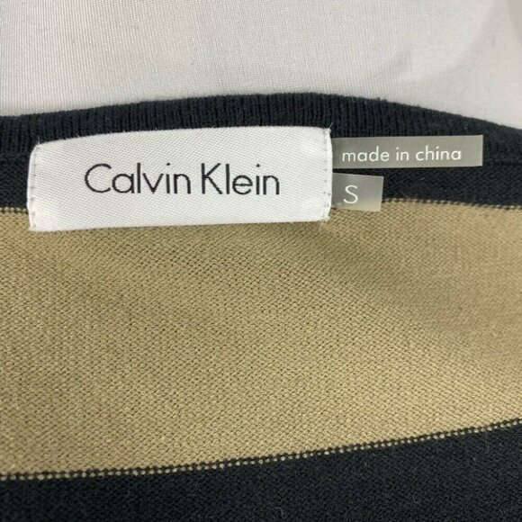 Calvin Klein Women's White Tan Striped Stretchy Knit Dress Small/C38‎ - Picture 8 of 8
